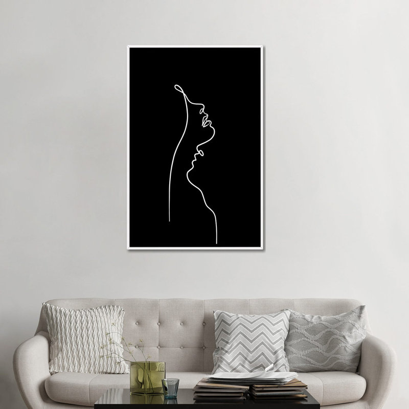 Impression de dessin « Lip like Compass-noir Edition » par Dane Khy, Pas de tapis, H 48 po x l 32 po x P 1,5 po