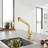 Utility Sink Faucets Single-Handle Pull-Out Laundry Faucet with Dual Spray Function in Stainless Spot Resistant Gold-130621526