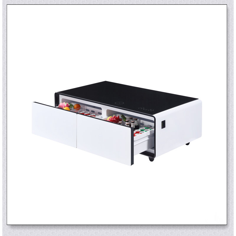 Modern Smart Coffee Table With Built-In Fridge, Bluetooth Speakers, Wireless Charging, And RGB Lights For Ultimate Convenience