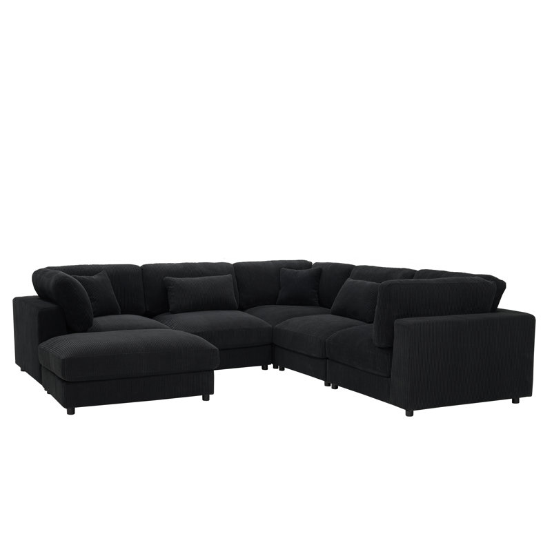 Canapé modulaire Kathreen Middale, Black Corduroy, 33" H x 112" W x 112" D