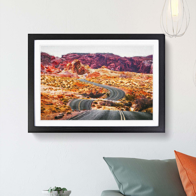 The Valley of Fire in Nevada - Picture Frame Painting Print, Black Framed, 48cm H x 65cm W x 2cm D