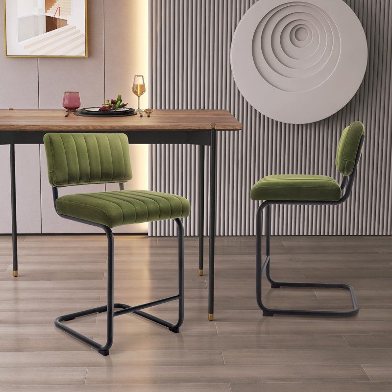 Ambrine Bar Stool, Olive Green, Counter Stool (61cm Seat Height)