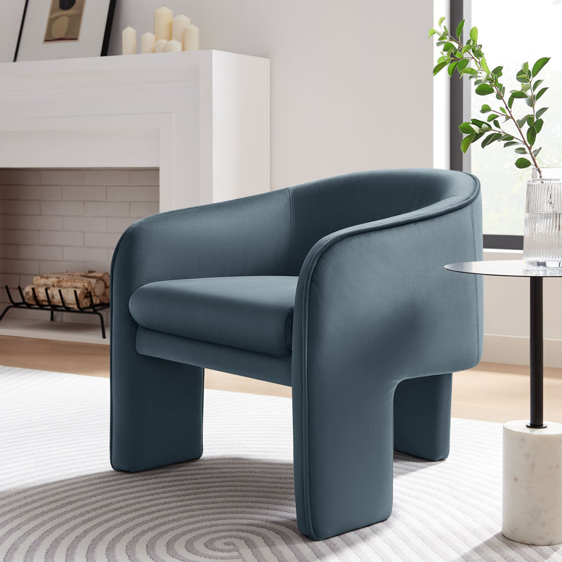 Fauteuil d'appoint Greer Performance, Velours bleu cadet
