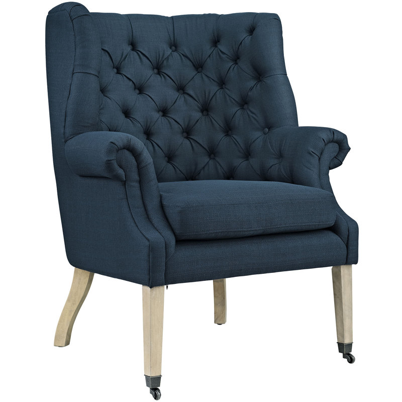 Fauteuil capitonné Modway, Mélange de polyester azur