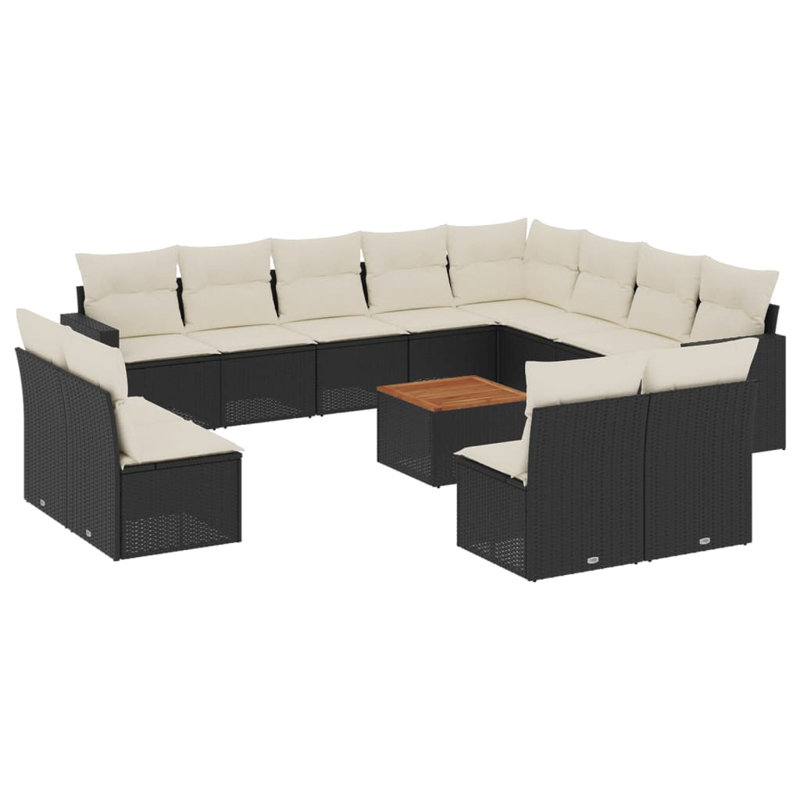 Ensemble de canapé de jardin Vidaxl noir, blanc crème