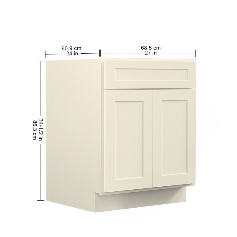 Armoire de cuisine de 27 po x l 24 po x P 24,5 po en contreplaqué blanc antique, prête à assembler, Blanc antique