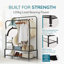 Clothes Rail With Double Hanging & Shelves Black Metal Garment Rack Heavy Duty