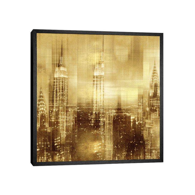 NYC - Reflections in Gold II 1 Piece Wall Art on Canvas, 66.04 cm H x 66.04 cm W, Black Framed Canvas