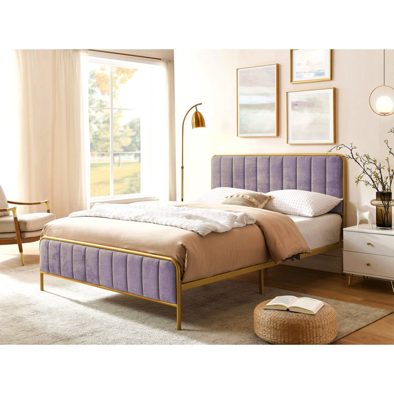 Ashley Upholstered Queen  Bed Frame, Gray