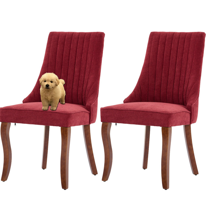 Ensemble de 2 chaises de salle à manger rembourrées en lin Modern Simplicity, Rouge