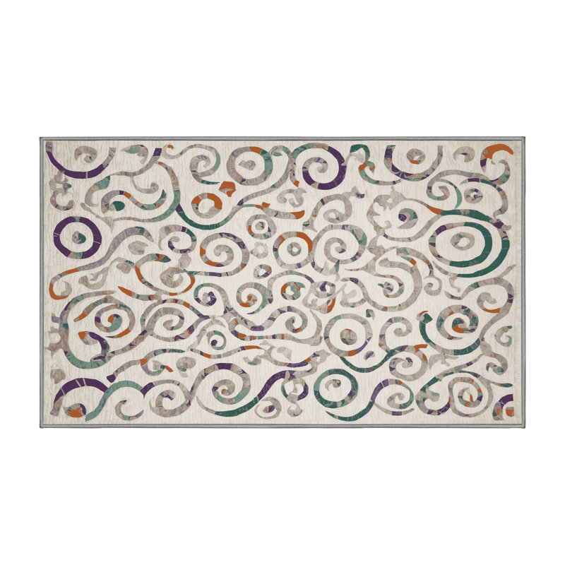 Machine Washable Gray Area Rug, Rectangle 2' x 3'
