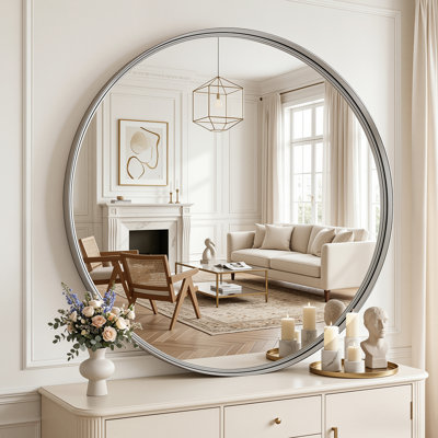 Miroir de salle de bain rond avec cadre en alliage d'aluminium, miroirs circulaires pour mur