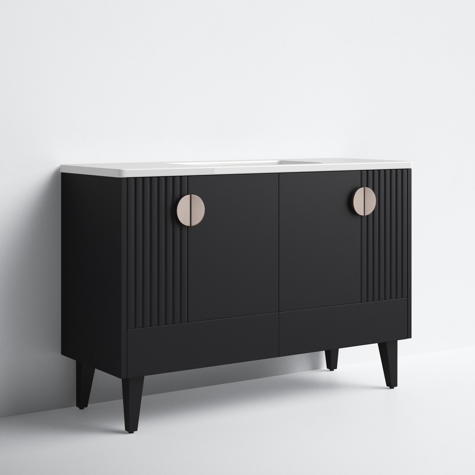 Saimah 48'' Single Bathroom Vanity, Black, Satin Nickel
