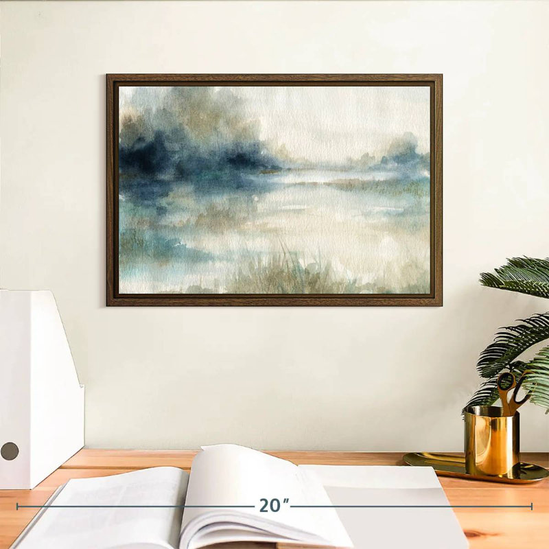 Still Still Waters II, 13 po x 9 po, Cadre flottant noyer