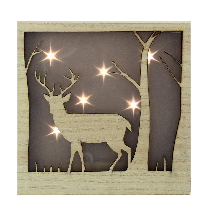 Cerf mâle 9,75 "avec lumières de Noël