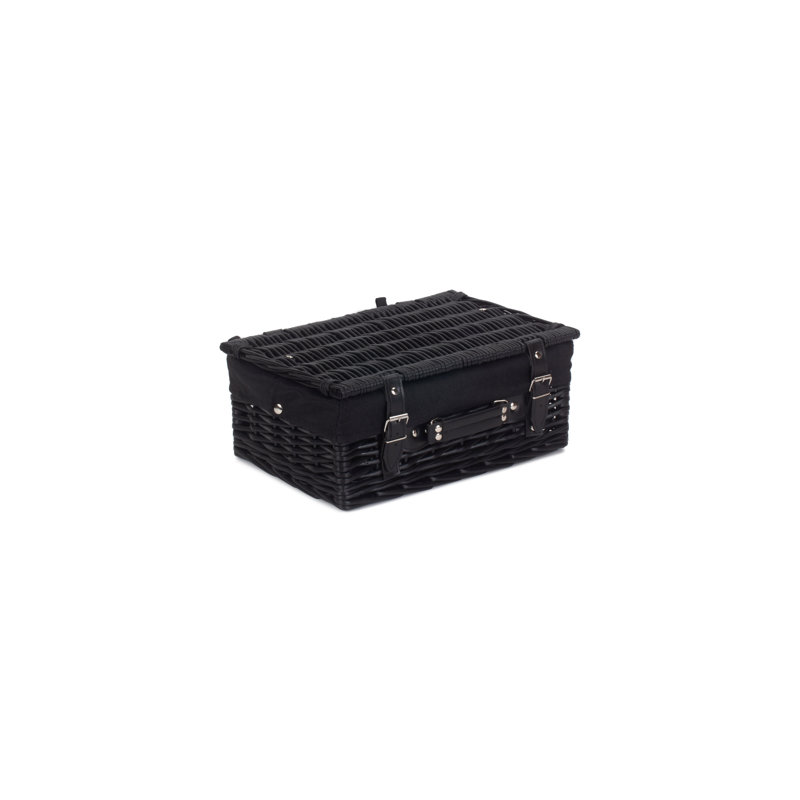 Wicker Hamper Basket with Lining, Black/Black, 15cm H x 36cm W x 26cm D