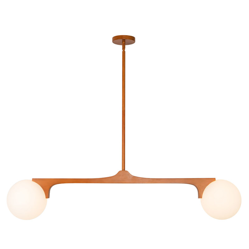 Briar 47-in Gold Linear Pendant, Walnut