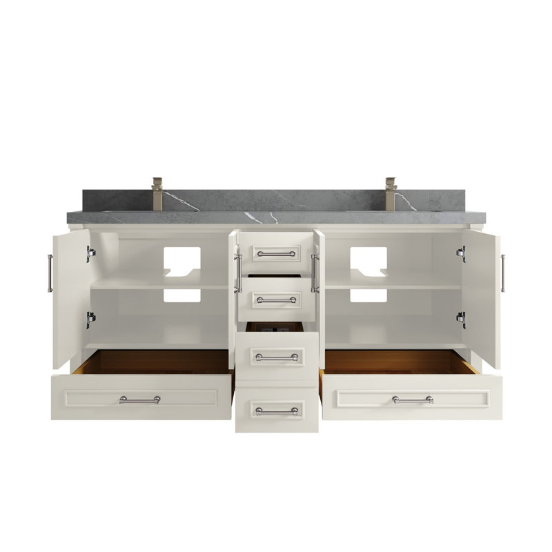 Meuble-lavabo double 72 po avec comptoir Aberdeen, Gris Piatra