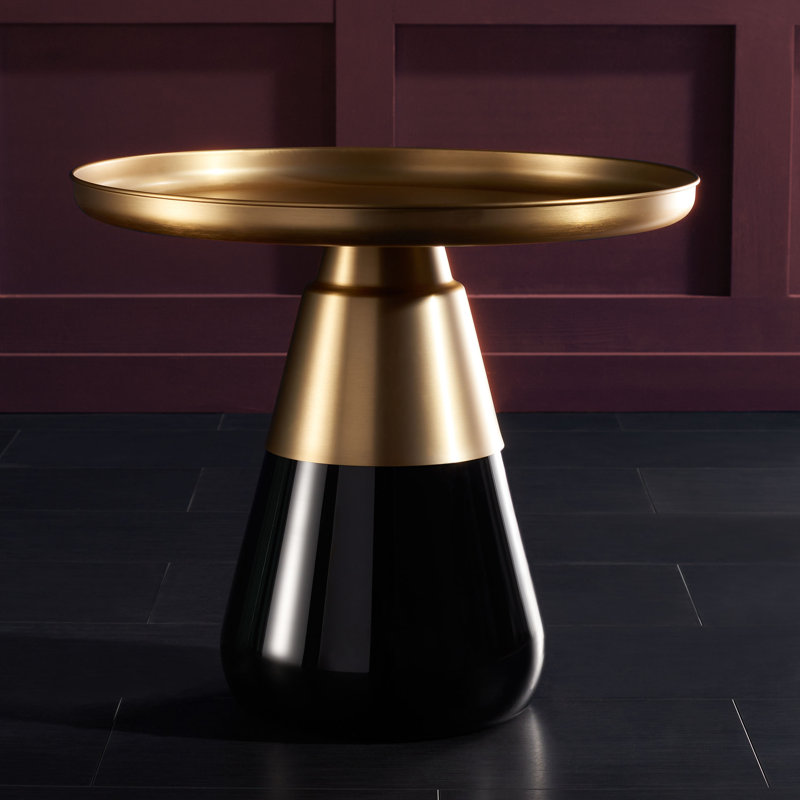 End Table, Black, Antique Brass
