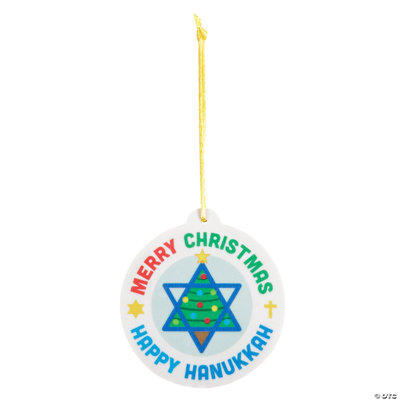 Ornement joyeux Noël et joyeux Hanoukka 3 1/2 x 3 3/4 pouces - 12 pièces