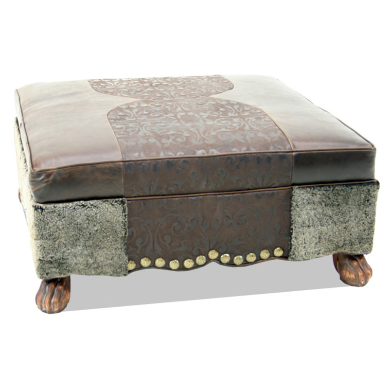 Square Ottoman, Tennison Dove, Natural, French Ivory