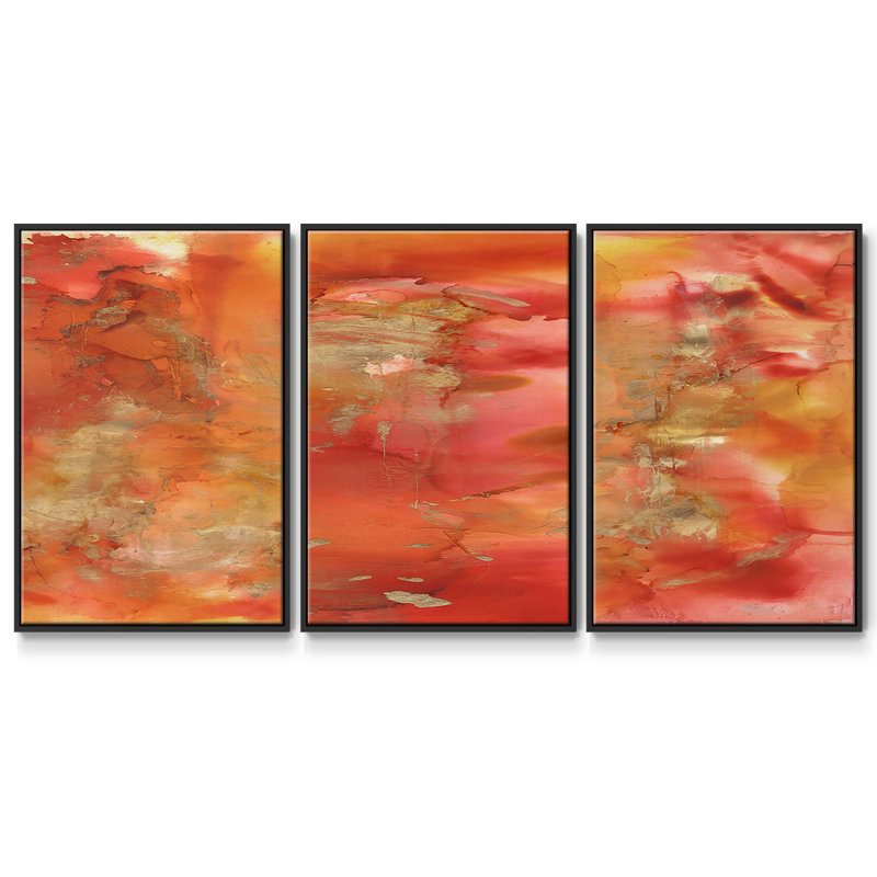 " Higher Emotions I " 3 - Pieces, Black Framed, 40" H x 78" W
