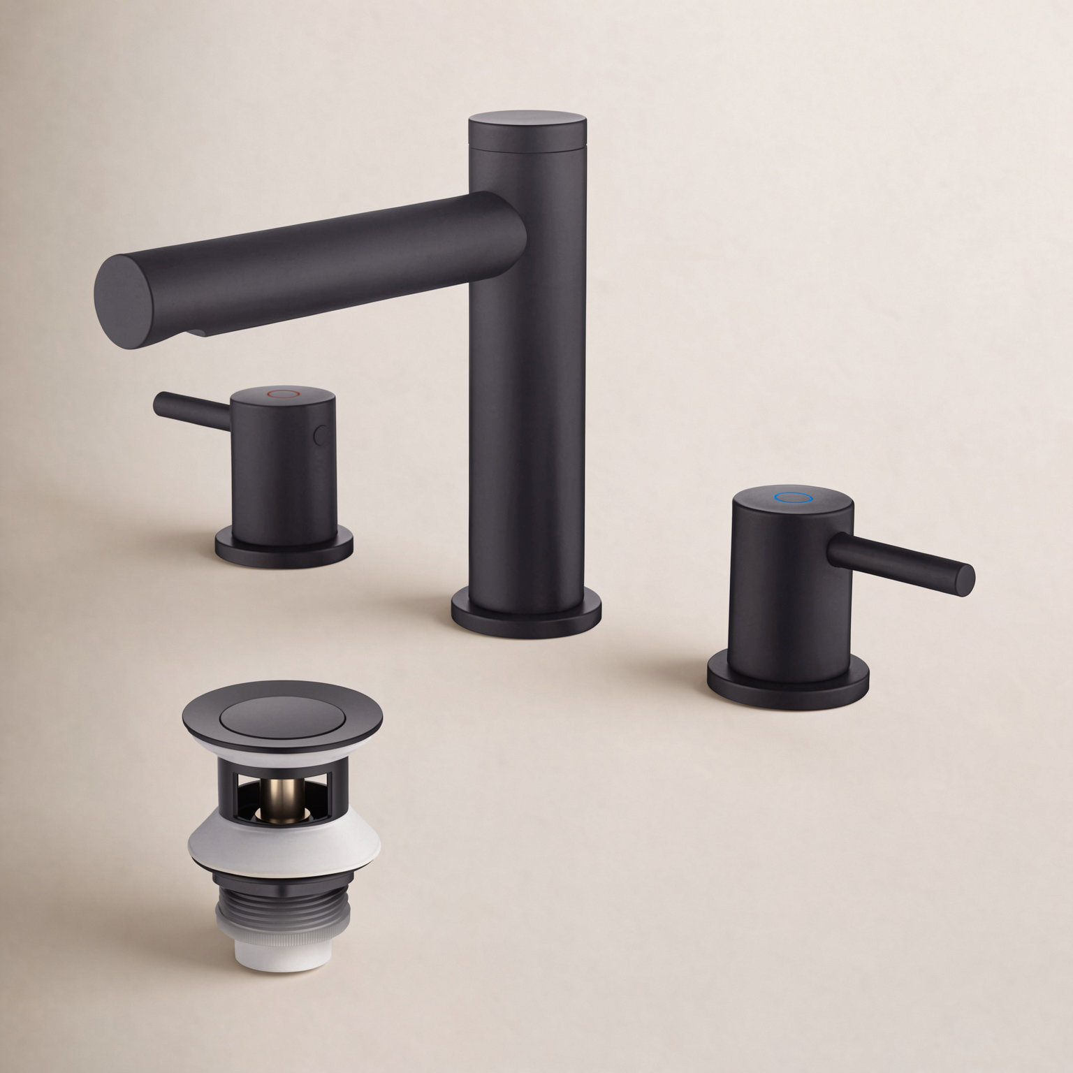 Circular 8" Widespread Faucet with Pop-Up Drain, Matte Black