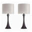 Ensemble de 2 lampes de table en métal 24 po Grandview Gallery, finition bronze huilé avec abat-jour tambour en lin naturel