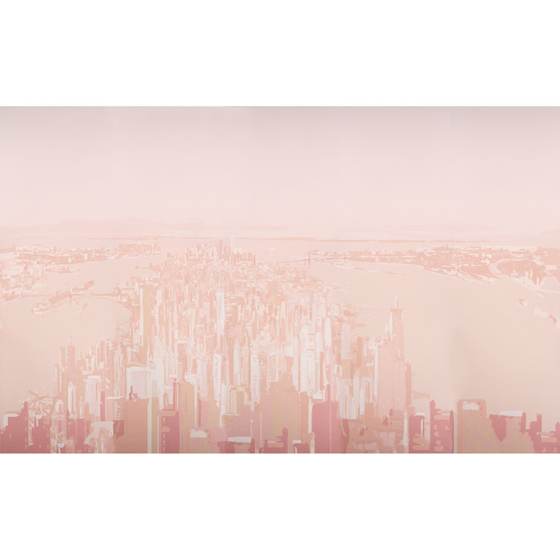 Schumacher X Le papier peint d'horizon de New York, le campeur de New York, par Patrick Campion, Rosé