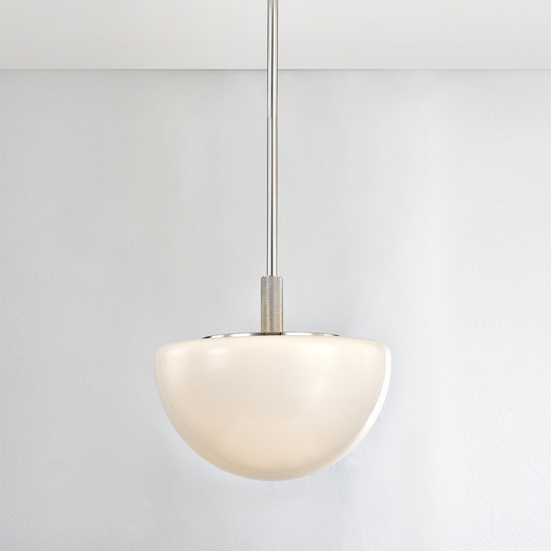 LETHBRIDGE 1 LIGHT PENDANT, 22" H x 19" W x 19" D, Polished Nickel