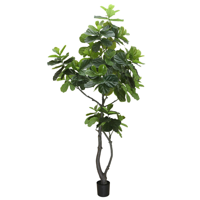 108 " H Faux Fiddle Leaf Fig Tree Plastic and Cement