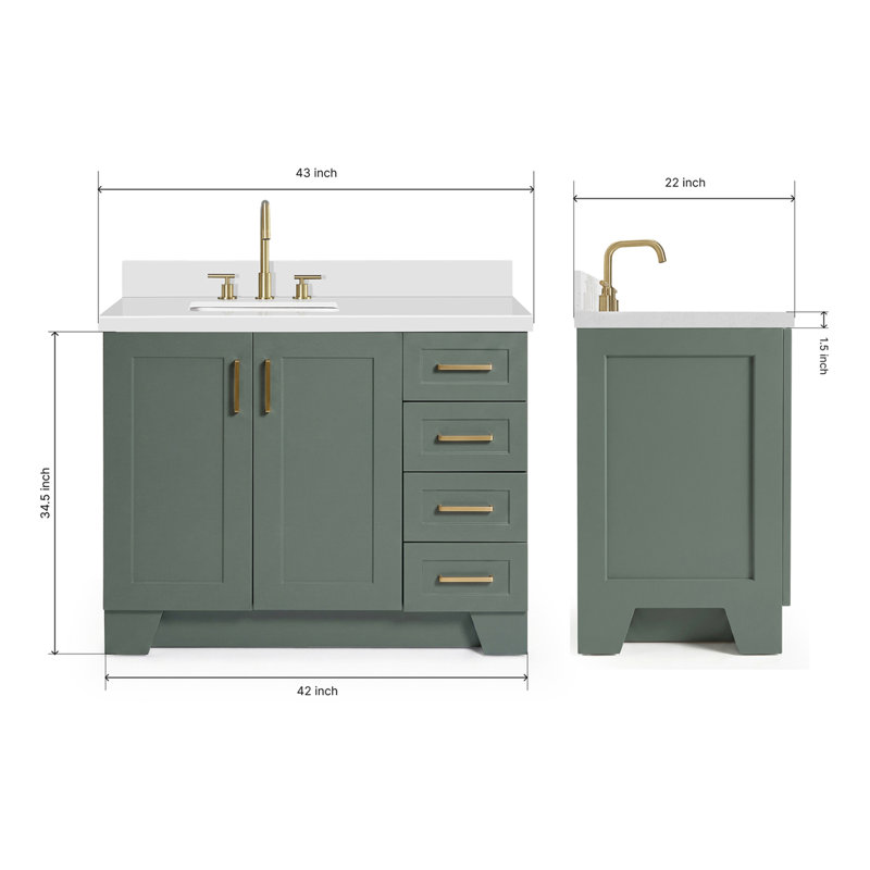 43 IN.  Single Bathroom Vanity, Left, Rectangular, Vintage Green