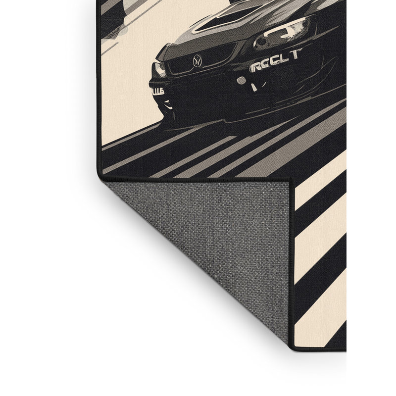 Tapis gris moelleux doux et moelleux Elina Rally Car Drift, 2 x 3
