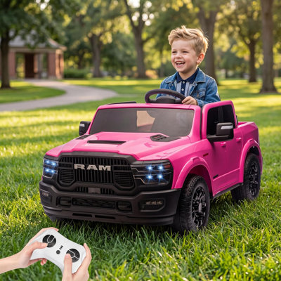 24V Licensed RAM 2500 Kids Ride On Truck, 2 Seater Electric Car with Remote Control, Suspension Bluetooth LED Light Toy Vehicle for Kids