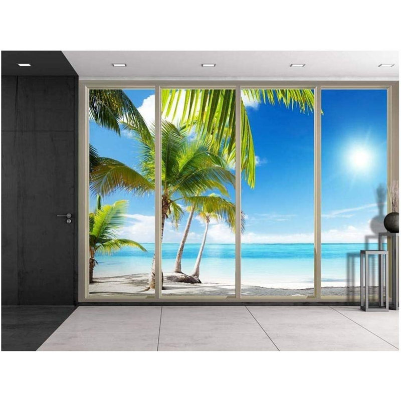 Palm Trees On The Side Of The Beach, 100" L x 144" W