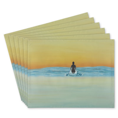 A Surfer Swimming by Dawn Polyester Dreketi Set of 6 Decor