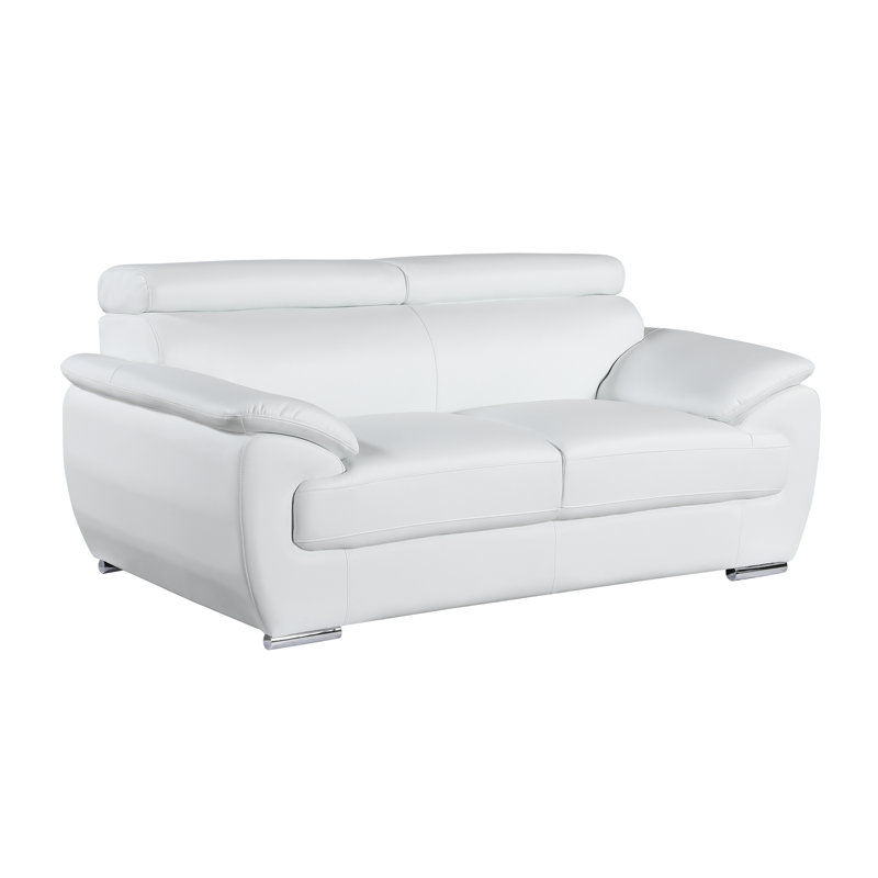 Causeuse en cuir véritable, Blanc