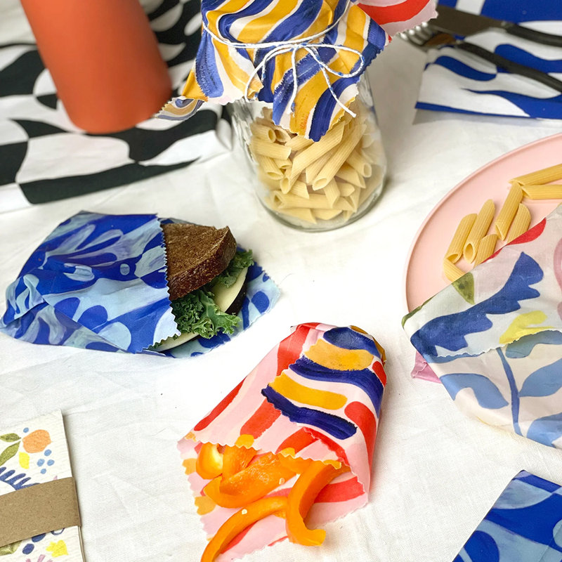 3-Piece Poppy Garden Beeswax Wraps - Reusable & Eco-Friendly   