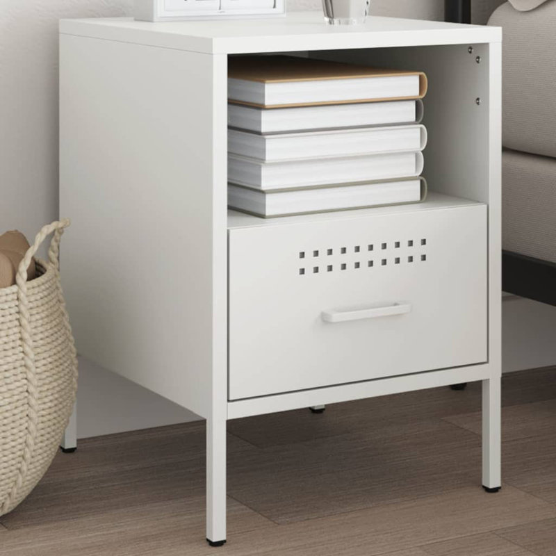 Bedside Cabinet 36x39x50,5 cm Steel, White