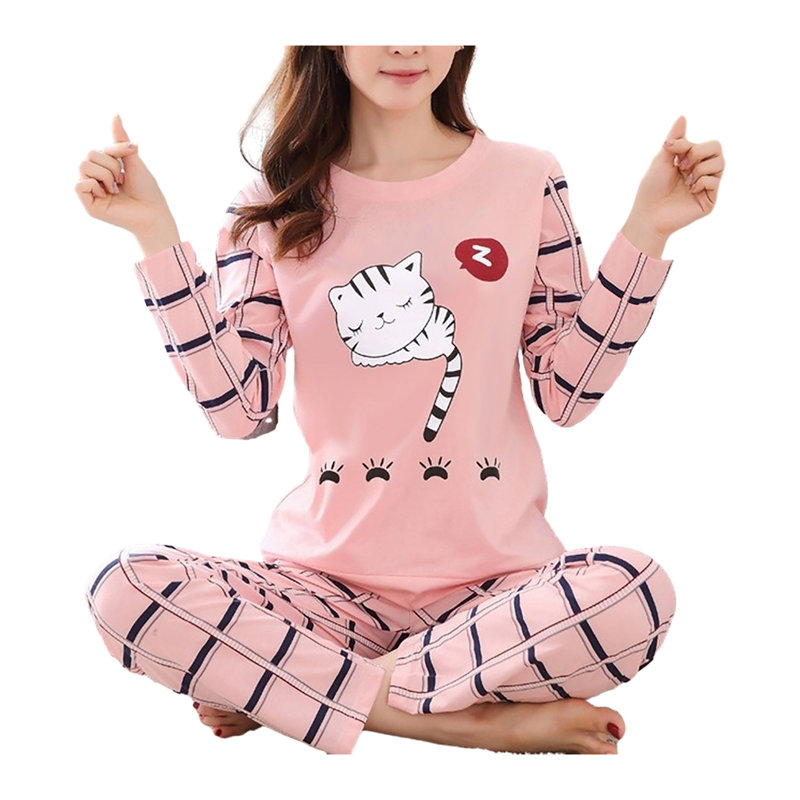Ensemble de pyjama d'hiver à motif de chat mignon, L