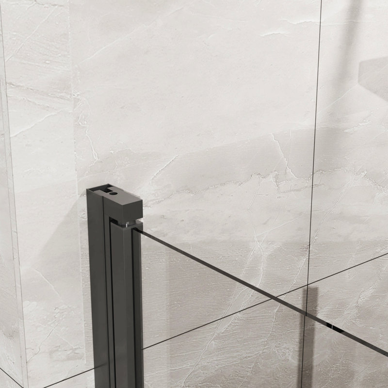 34"X72" Pivot Shower Door, 1/4 Inch Thick Tempered Glass Swing Shower Door, Semi-Frameless Design