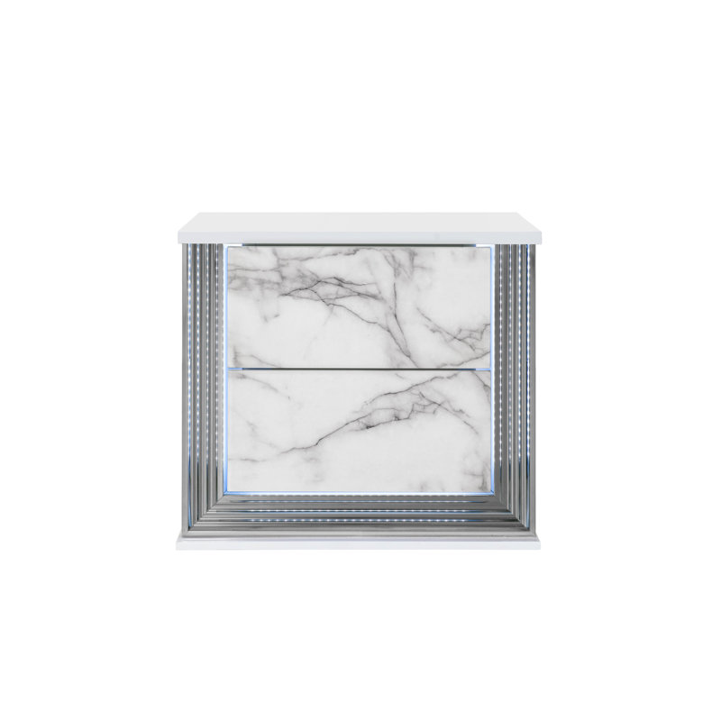 MOON WHITE MARBLE LED Nightstand