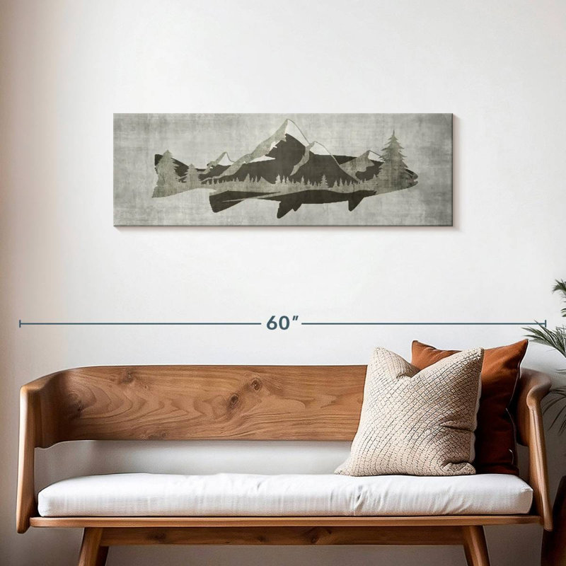 Impression sur toile Mountain Trout I, H 14 po x l 42 po x P 1,25 po