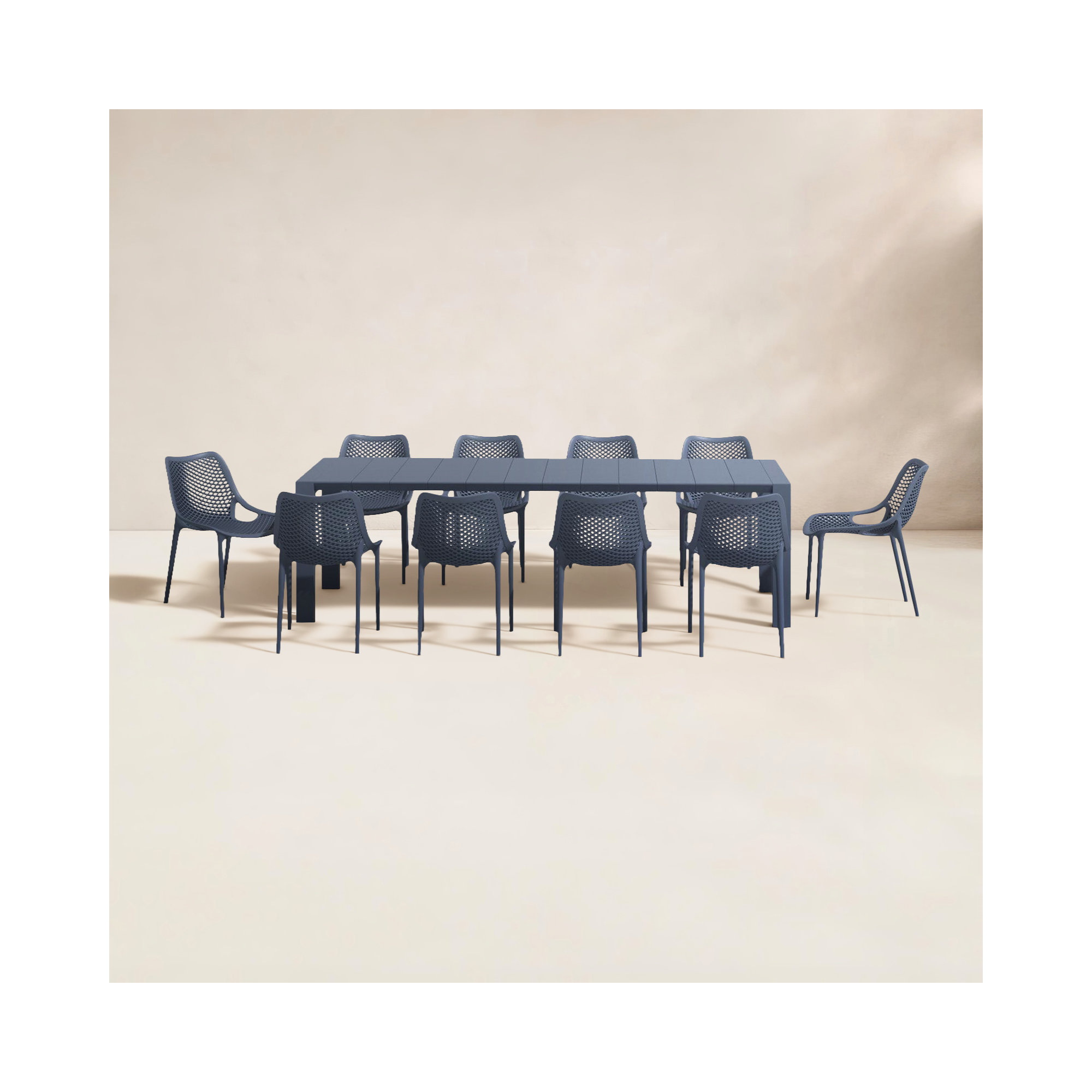Farrah 11-Piece Extendable Patio Dining Set, Dark Gray