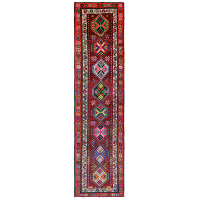 Tapis de couloir rétro vintage style village turc 3 pi x 11 pi 4 po Vintage
