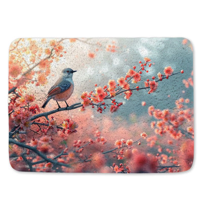 Bird Bath Mat Nature Bathroom Decor Floral setting