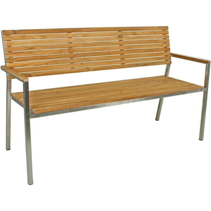 Quillian Stainless Steel Outdoor Bench, 86cm H x 150cm W x 55cm D