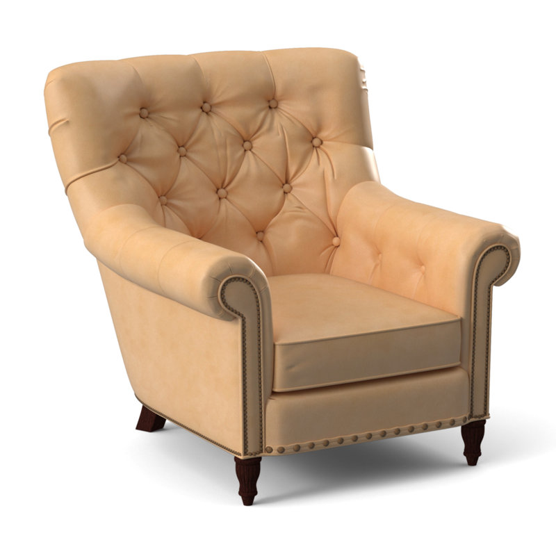 Kirby Leather Club Chair, #9 & #54 Natural, Anilina Cacao Genuine Leather, Mahogany