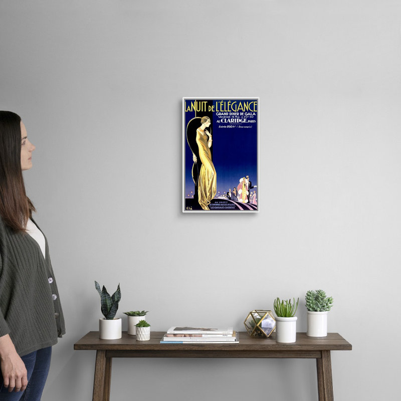 " La Nuit De LElegance, Vintage Poster, By Emilio Vila " by Emilio Vila, White Framed, 20" H x 14" W x 1.75" D