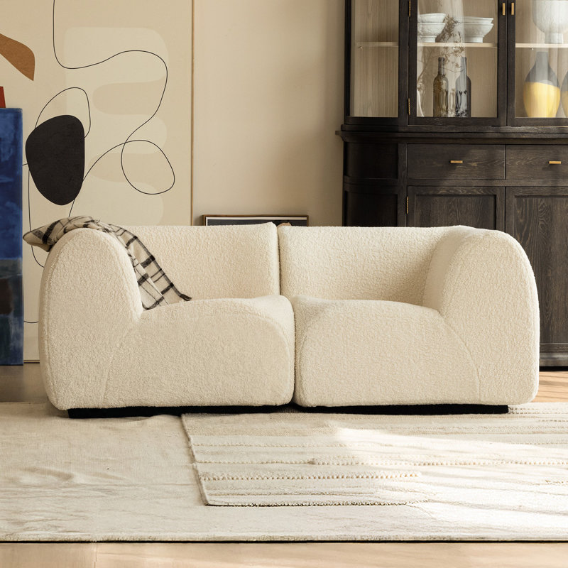 Boneless Boneless Sectional 2 Seater Sofa, Reversible Loveseat Modular Sherpa Couches For Living Room – No Assembly